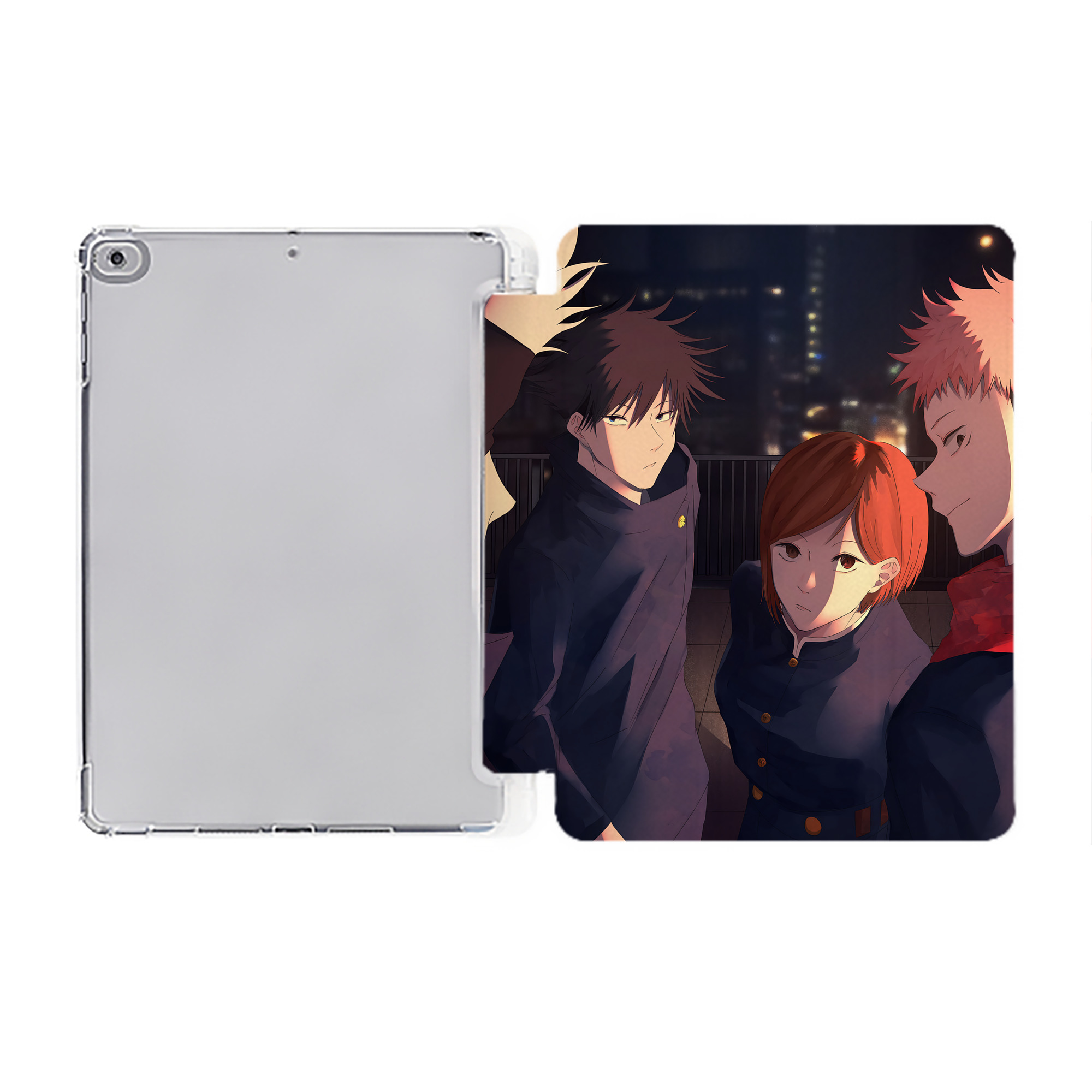 （画像用） 呪術廻戦 Jujutsu Kaisen IPad ケース ペン収納付き 三つ折りスタンド PUレザー×シリコン 対応機種9.5/10.5/10.9インチ